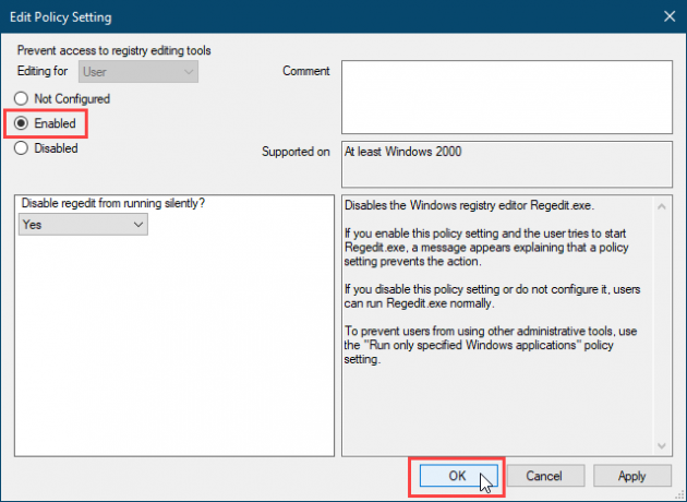 Habilite la configuración Impedir acceso a las herramientas de edición del registro en Policy Plus