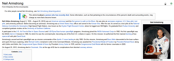 Aprenda sobre Neil Armstrong y el aterrizaje lunar del Apolo 11 en la web neil armstrong wikipedia