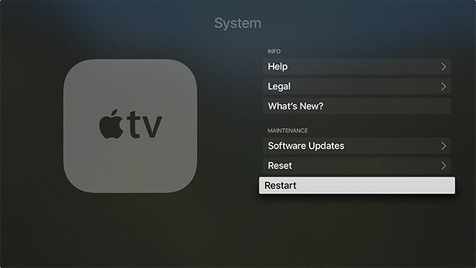 Cómo configurar y usar su Apple TV reiniciar Apple TV