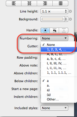 Numeración de OmniOutliner