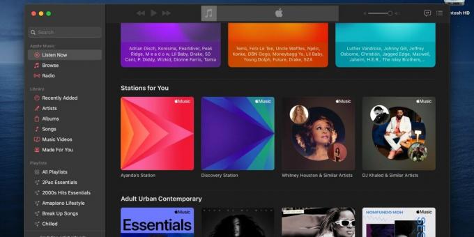 sección estaciones para ti en la aplicación de escritorio Apple Music