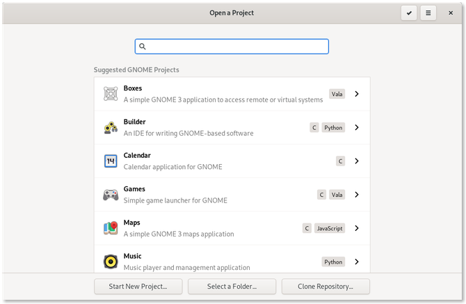 GNOME Builder IDE en Fedora