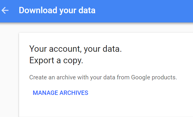 Gmail descargue sus datos