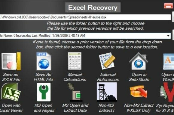 recuperar datos corruptos de Excel