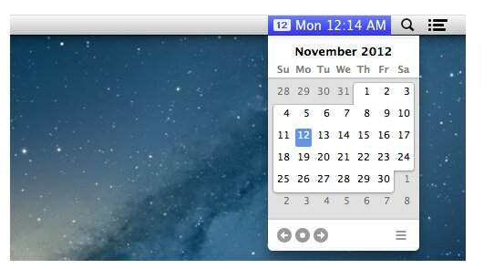 calendario para la barra de menú mac