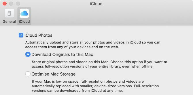 Descargar originales a esta opción de Mac en fotos
