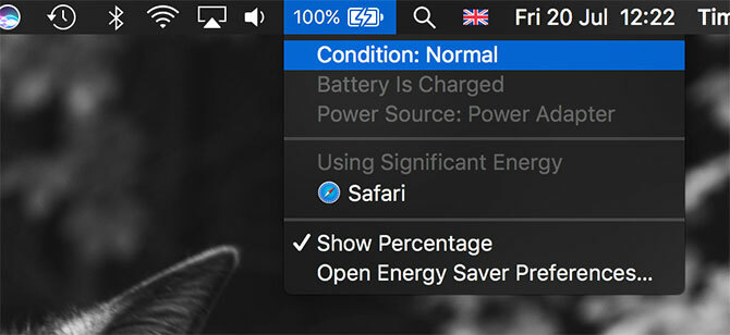 Condición de la batería del MacBook
