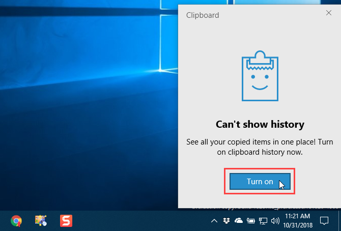 Habilitar el historial del portapapeles en el portapapeles en Windows 10