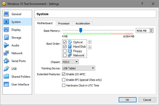 RAM dedicada de VirtualBox