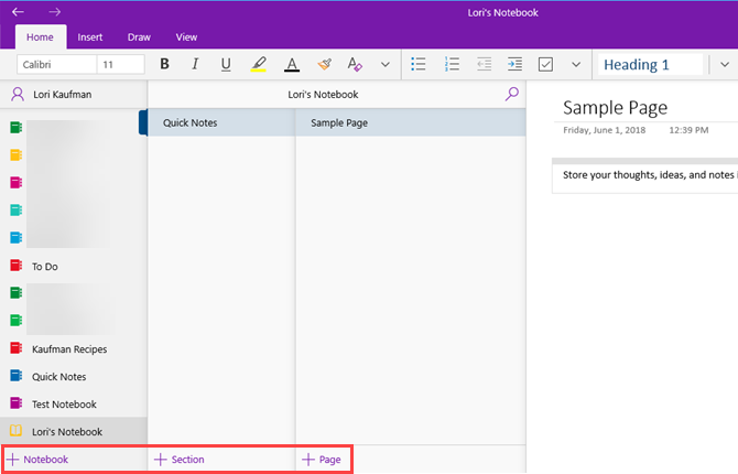 Organización OneNote