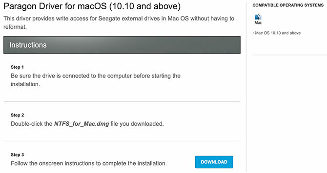 Controlador Paragon NTFS para macOS de Seagate