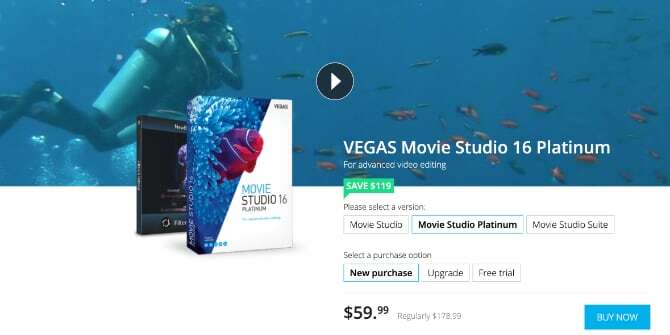Opciones de precios de VEGAS Movie Studio