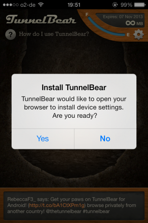 Configure una VPN en su iPhone en minutos con Tunnelbear tunnelbear3