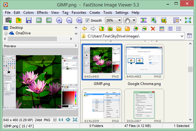 Esta es una captura de pantalla de uno de los mejores programas de Windows. Se llama FastStone Image Viewer