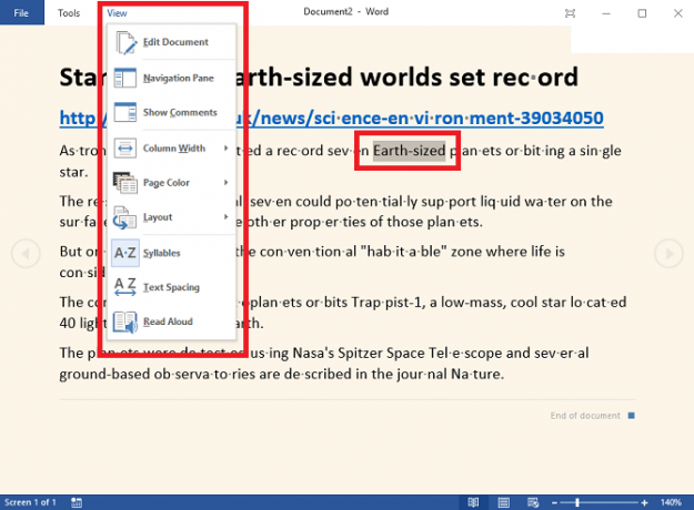 Las 5 mejores herramientas de accesibilidad en el modo de lectura de palabras de Microsoft Office 670x493
