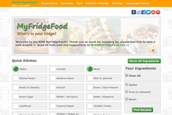 MyFridgeFood encuentra recetas con los ingredientes que tienes