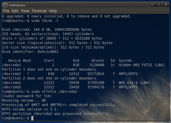 rescate del sistema de archivos ntfs de linux