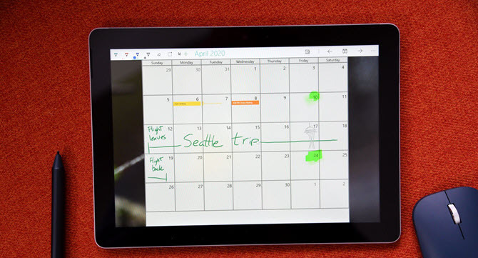Calendario de tinta para Windows 10