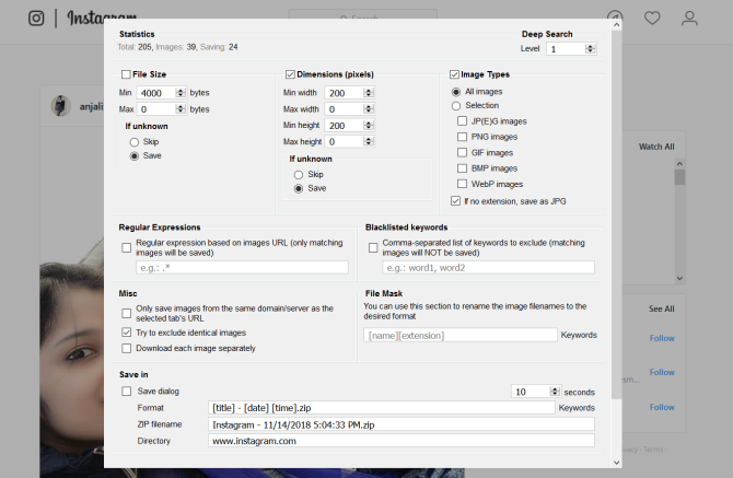 descargar todas las imágenes del panel de configuración de firefox