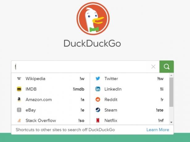 DuckDuckGo Bangs Motor de búsqueda privado