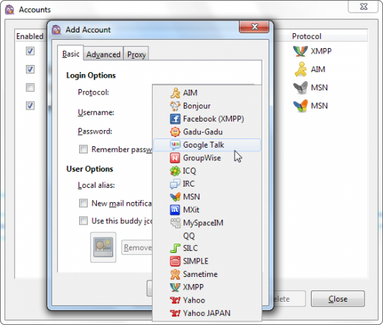 Esta es una captura de pantalla de uno de los mejores programas de chat de Windows llamado Pidgin