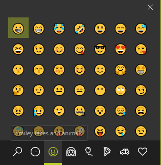 Escriba Emojis de manera fácil en Windows 10 con el Panel Emoji Panel Emoji de Windows