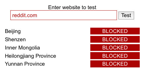 sitios web bloqueados en china