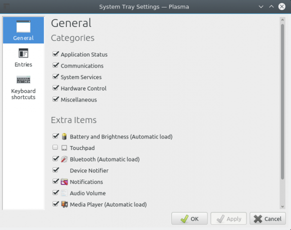 Configuración de la bandeja del sistema en plasma