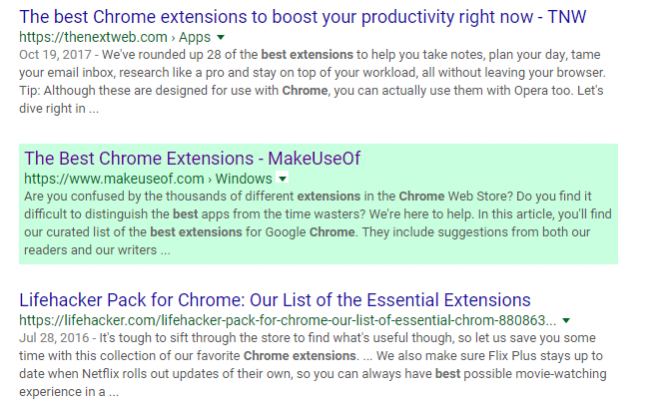 Extensión de Google Search Filter Chrome