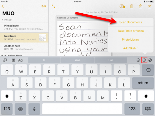 escanear documentos en notas ios 11