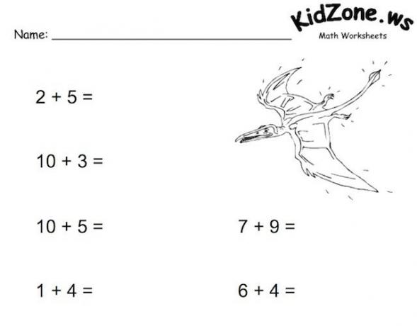 Captura de pantalla de ejemplo de hoja de cálculo matemática de KidZone