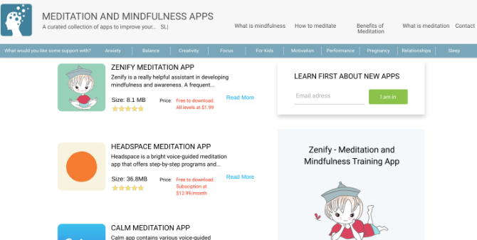 MeditationApps.com agrega las mejores aplicaciones de meditación y revela su verdadero precio de suscripciones y compras adicionales