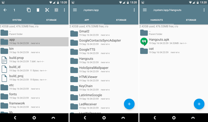 Root Explorer te permite llegar profundamente al sistema de archivos de Android eliminar bloatware