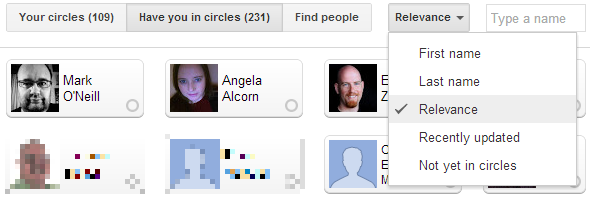 administrar círculos de google +