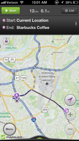 mapquest en iphone