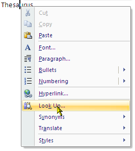 Cómo hacer uso de la función de investigación en Microsoft Word 2007 3 clic derecho