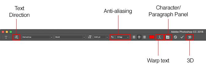 trabajar con texto en photoshop - opciones de texto de photoshop