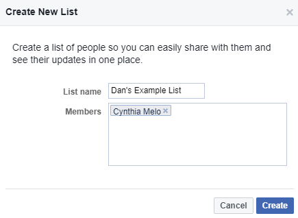 crear lista en facebook
