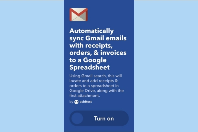 ifttt gmail recibos facturas pedidos google hoja de cálculo