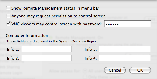 Cómo configurar y usar Chicken Of The VNC para acceso remoto [Mac] Contraseña de usuarios de VNC Mac