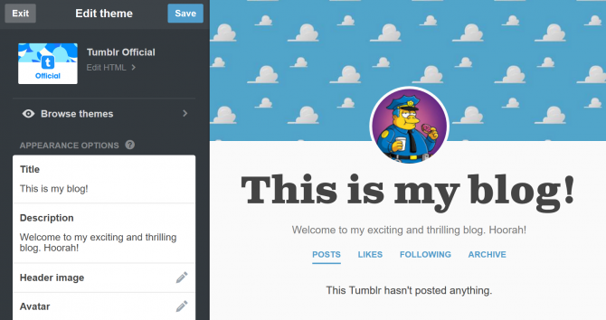 Editar un tema de blog de Tumblr