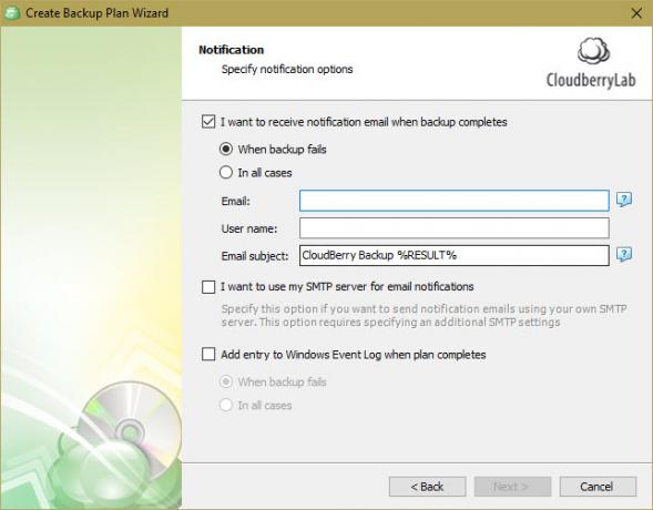 CloudBerry Backup protege archivos en Windows, Mac y Linux 12 Notificación de copia de seguridad de CloudBerry