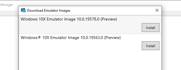 imagen del emulador de descarga de Windows 10x