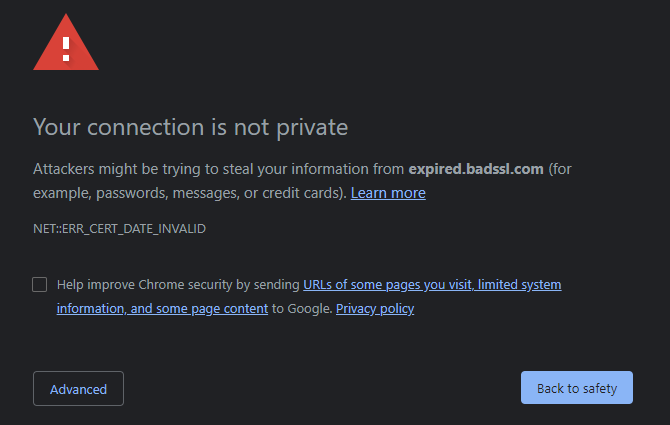 Conexión de Chrome no privada