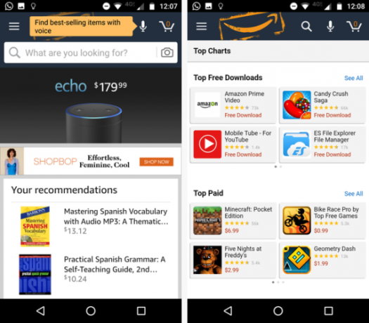 Google Play vs. Amazon Appstore: ¿cuál es mejor? inicio de la tienda de aplicaciones 571x500