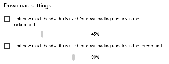 Configuración de ancho de banda de descarga de Windows 10