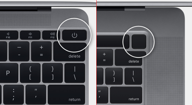Botón de encendido del MacBook