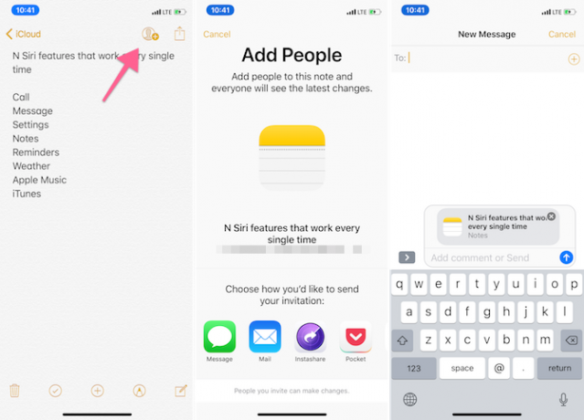 Funciones de Apple Notes - Compartir notas