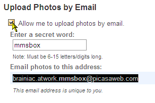 Enviar tus fotos a tu álbum web de Picasa con un correo electrónico permite subir