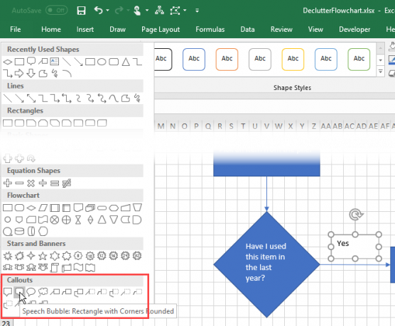 Seleccione una forma de texto destacado en Excel
